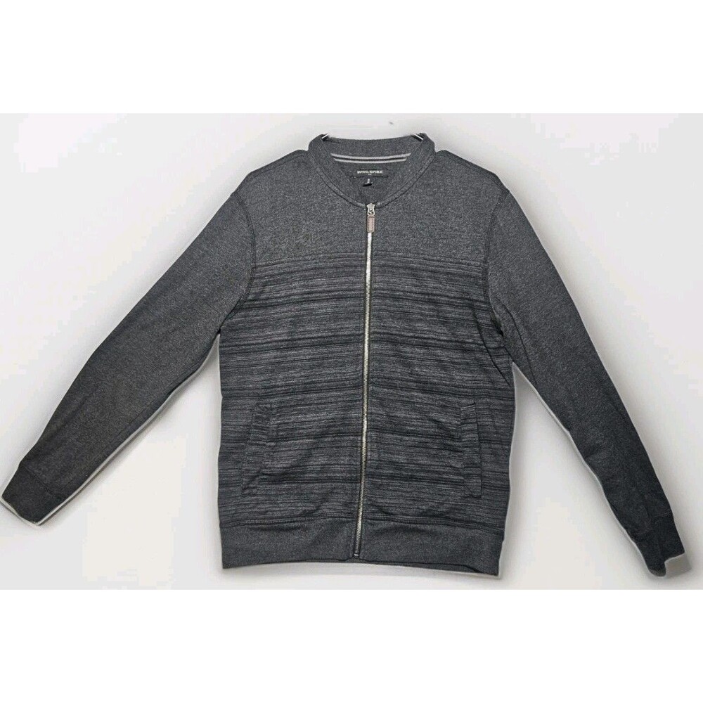 Banana Republic Men's Small Gray Full Zip Textured Sweatshirt Jacket
